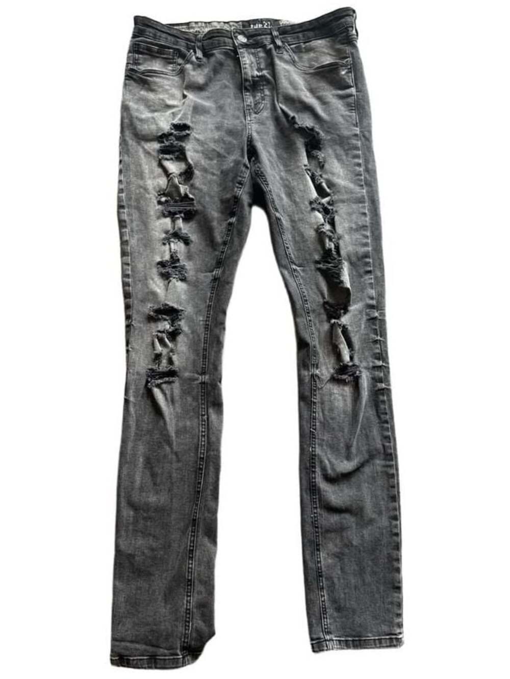 rue21 Stacked Supreme Fit Distressed Grey Skinny Jeans 36x32